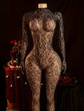 Cargar la imagen en la vista de la galería, Full-length front view of the leopard lace bodystocking