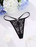 Load image into Gallery viewer, Lace Heart Ring G-String - Sheer Floral Lace, Double Hip Straps, Black