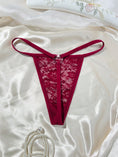 Load image into Gallery viewer, Lace Heart Ring G-String - Sheer Floral Lace, Double Hip Straps, Red