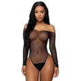 Load image into Gallery viewer, Fishnet Bodysuit Teddy Sparkle Rhinestones Front - Sex Shop Miami (Black)
