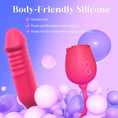 Load image into Gallery viewer, Body-friendly non-porous silicone, red rose head and ribbed shaft