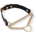 Load image into Gallery viewer, Heart-Ring Black Choker – Handmade Adjustable Leather Collar Necklace