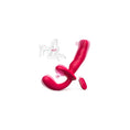 Load image into Gallery viewer, Red strapless strap-on vibrator with its wireless remote