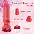 Cargar la imagen en la vista de la galería, The vibrator's rounded tip and sculpted rose base shown in detail
