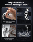 Load image into Gallery viewer, Steel prostate wand showing the curve and both bulb ends