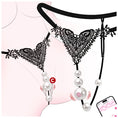 Cargar la imagen en la vista de la galería, Black lace pearl thong with a clitoral vibrator and app control