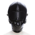 Load image into Gallery viewer, PU Leather Full Head Bondage Hood Mask with Ball Gag and Blindfold