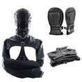 Cargar la imagen en la vista de la galería, Complete PU leather restraint set - jacket, hood and mitts