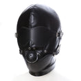 Load image into Gallery viewer, PU Leather Full Head Bondage Hood Mask with Ball Gag and Blindfold