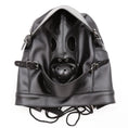 Load image into Gallery viewer, PU Leather Full Head Bondage Hood Mask with Ball Gag and Blindfold