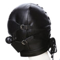Load image into Gallery viewer, PU Leather Full Head Bondage Hood Mask with Ball Gag and Blindfold