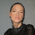 Cargar la imagen en la vista de la galería, Black rhinestone diamond-net face veil worn over the face and neck
