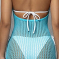 Cargar la imagen en la vista de la galería, Detail of the dress's low scoop back edge and mesh across the shoulder blades