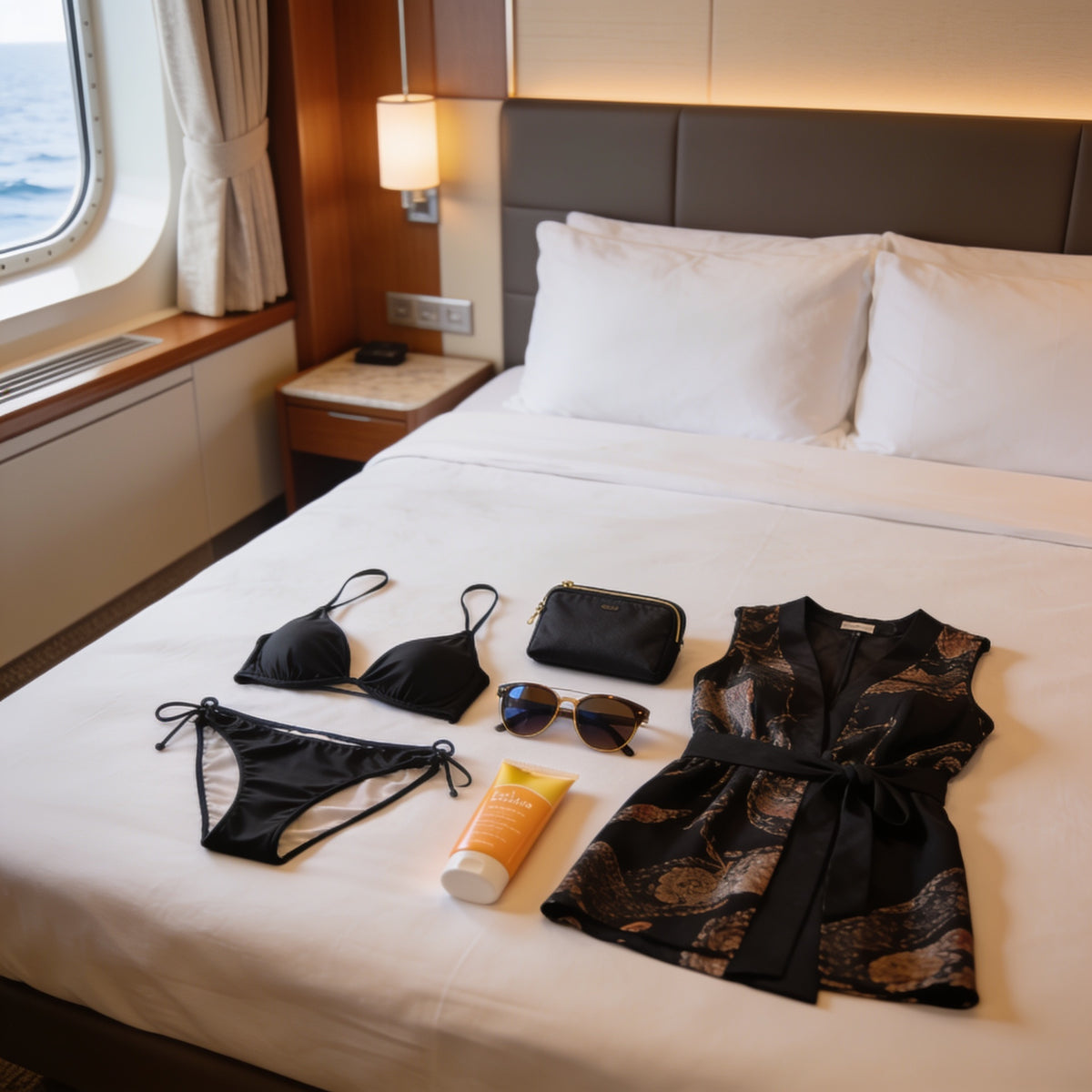 Couple packing for an Icon of the Seas cruise from Miami