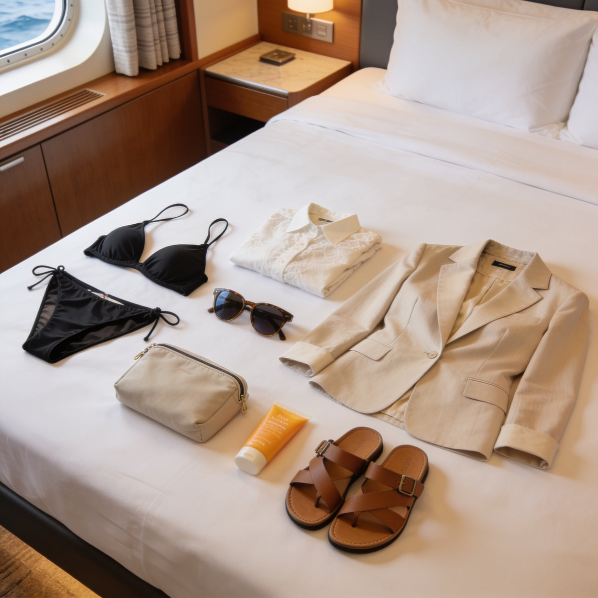 Couple packing for an Icon of the Seas cruise from Miami
