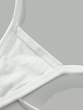Load image into Gallery viewer, Close-up of the white cotton fabric and stitched strap edge
