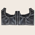 Load image into Gallery viewer, Front view of the black studded corset belt laid flat