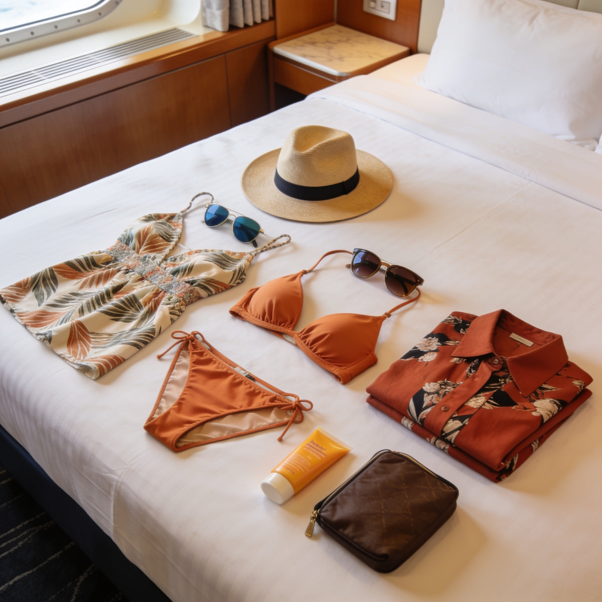 Couple packing for an Icon of the Seas cruise from Miami