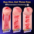 Load image into Gallery viewer, The three sleeves cut open lengthwise to show their internal textures: mouth, vulva and anus entrances, left to right