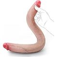 Load image into Gallery viewer, 19.7 inch double-ended realistic silicone dildo bent into an S, a head at each end