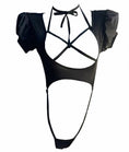 Load image into Gallery viewer, The bodysuit laid flat, showing its full shape off the body