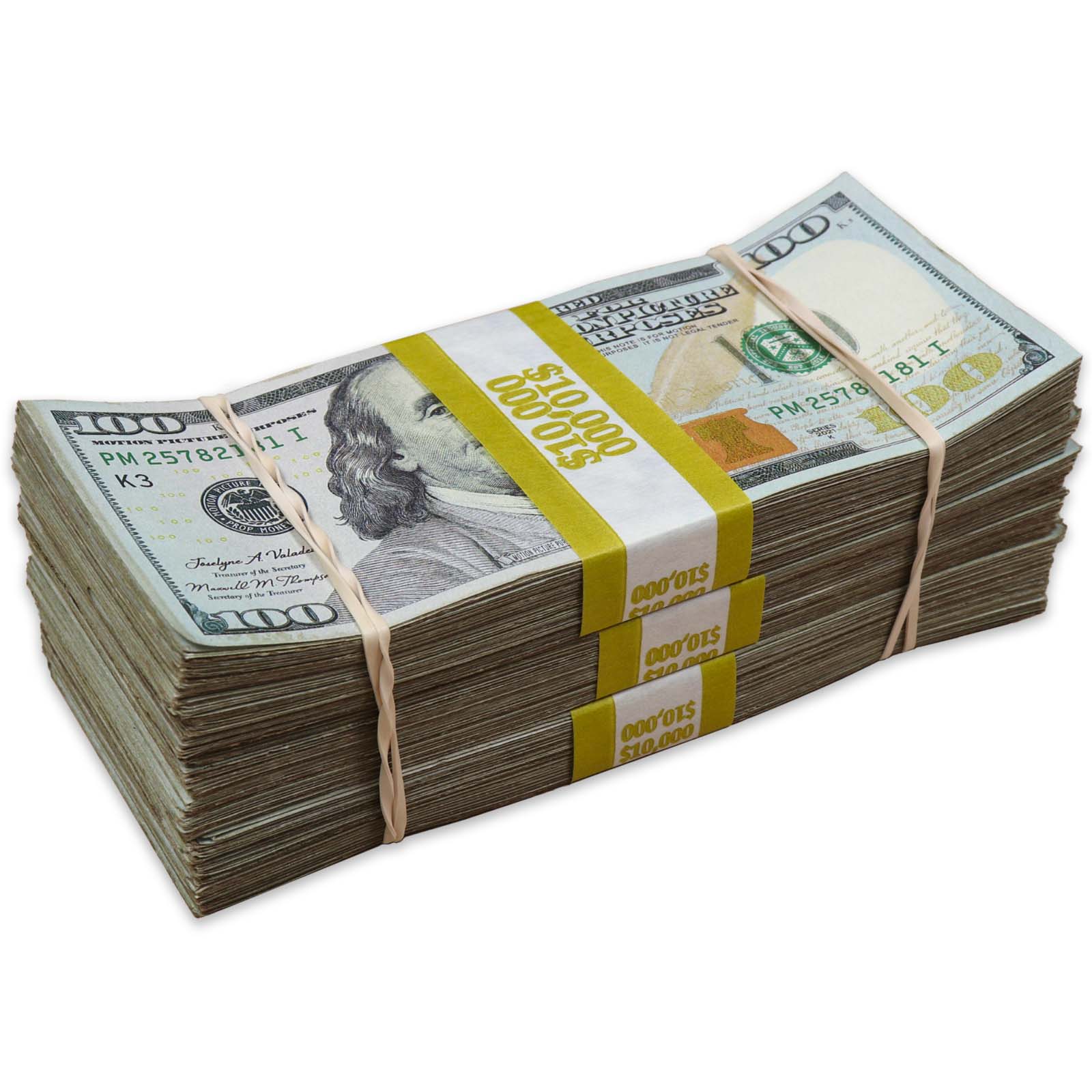 $30,000 Aged Prop Money Bundle – Full Print Realistic $100 Bills, Double-Sided Movie Money (New Series)