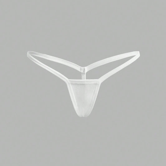 Cotton G-String Thong - Minimalist Low-Rise, Soft Stretch Cotton, White