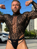 Cargar la imagen en la vista de la galería, Full-length front view of the black lace bodysuit worn outdoors
