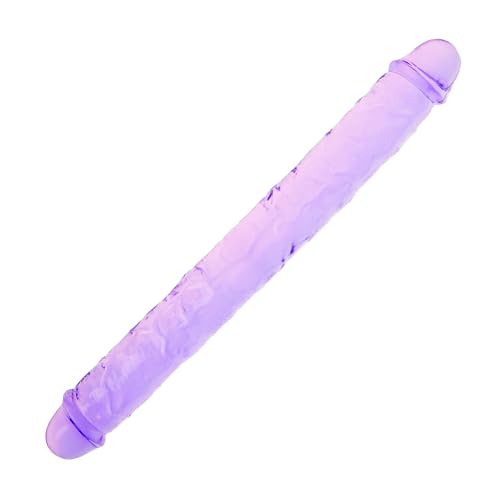 Purple jelly dildo with veins full length