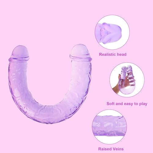 Realistic dual-head dildo purple
