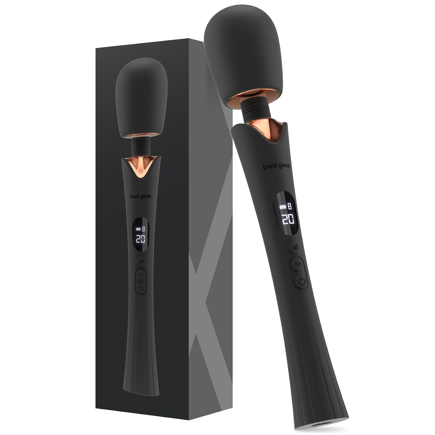 Cordless wand massager black rose gold