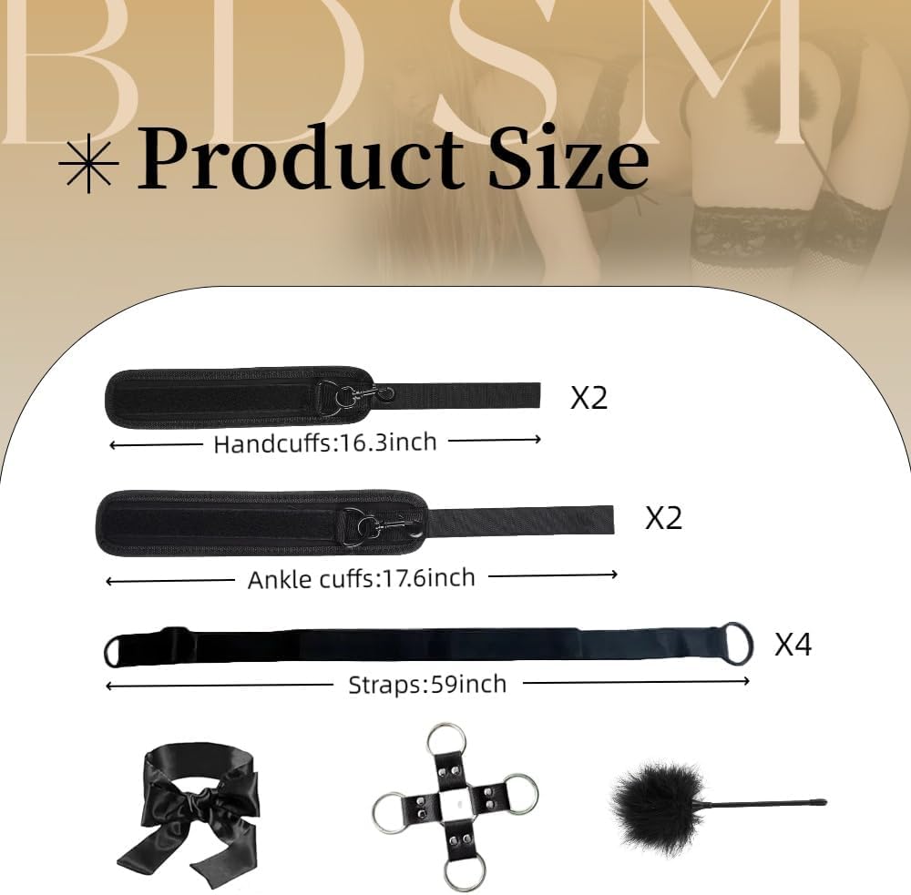 BDSM Bed Bondage Kit – SM Restraints with Handcuffs for Couples