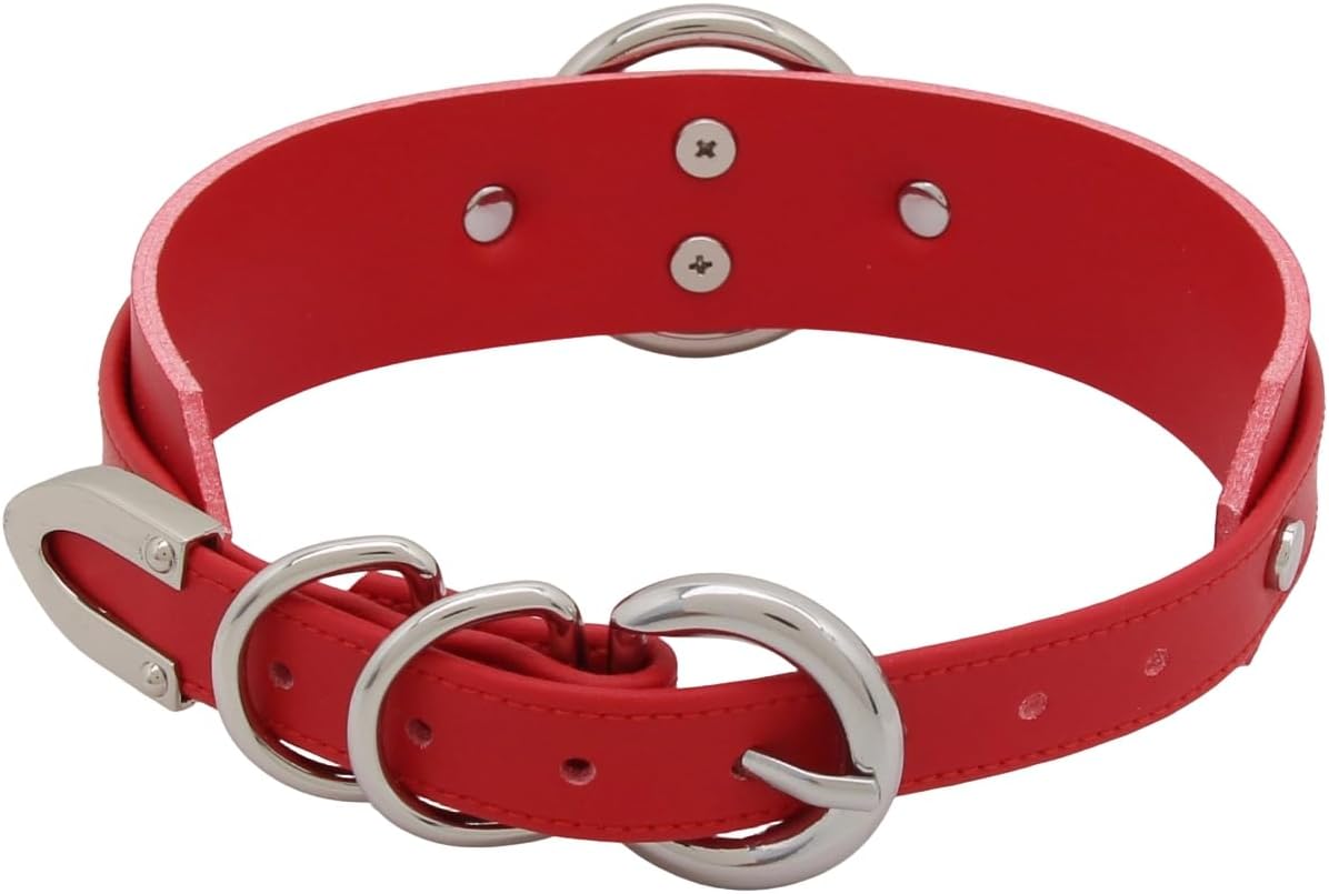 The choker opened flat, showing the buckle and the row of adjustment holes