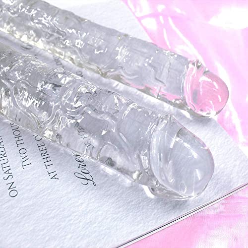 Realistic double head clear dildo