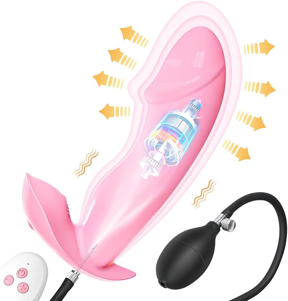 Inflatable anal vibrator butt plug with remote