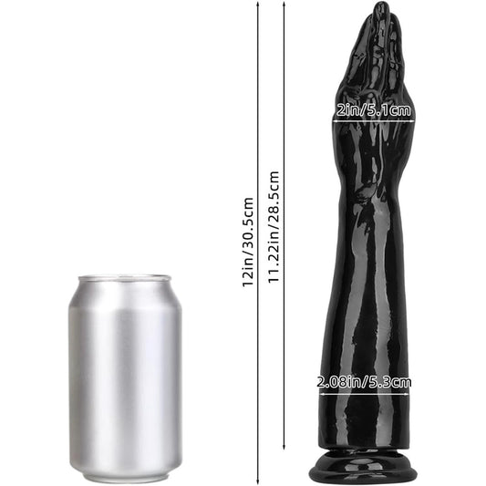 Realistic Long Hand Dildo Butt Plug 12" - Black Fist Dildo Anal Dilator with Suction Cup