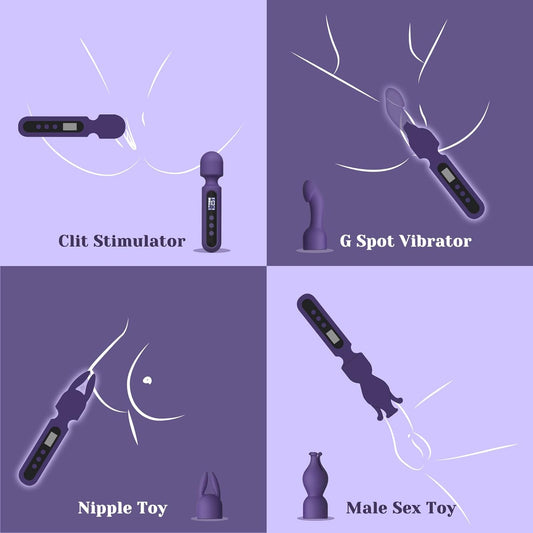 Wand vibrator with LCD display