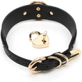 Cargar la imagen en la vista de la galería, O-Ring Heart-Lock Choker – Handmade Faux Leather Collar Necklace Black/Gold
