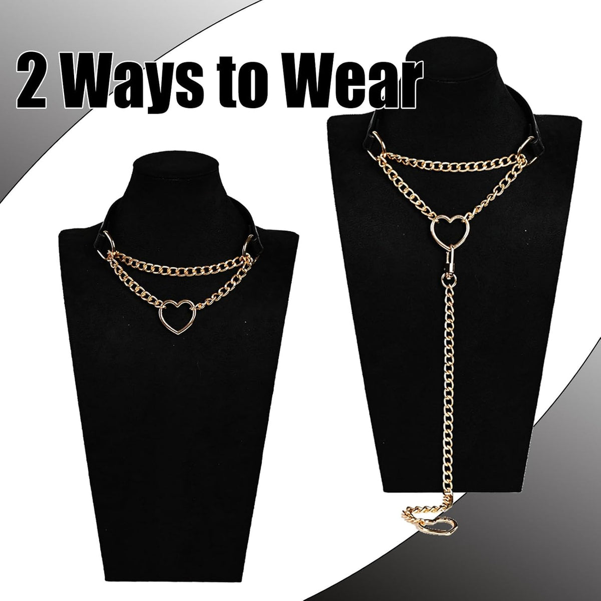 O-ring heart choker black and gold
