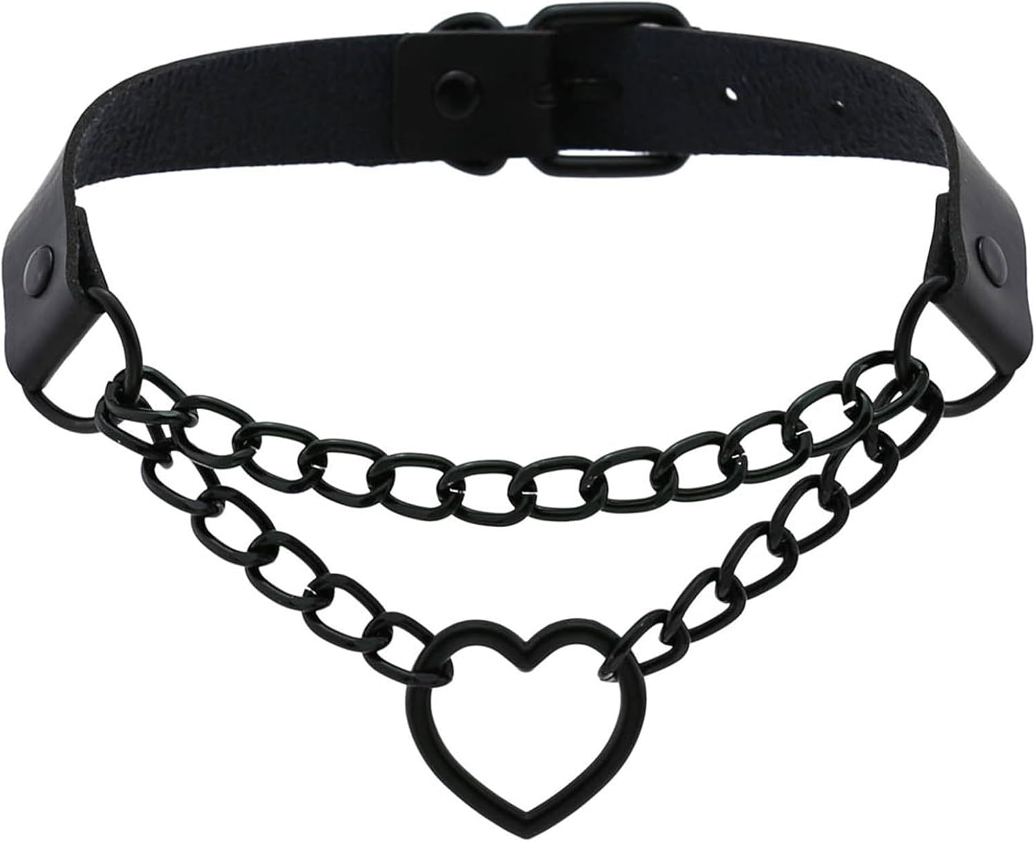 Vintage black leather collar harness