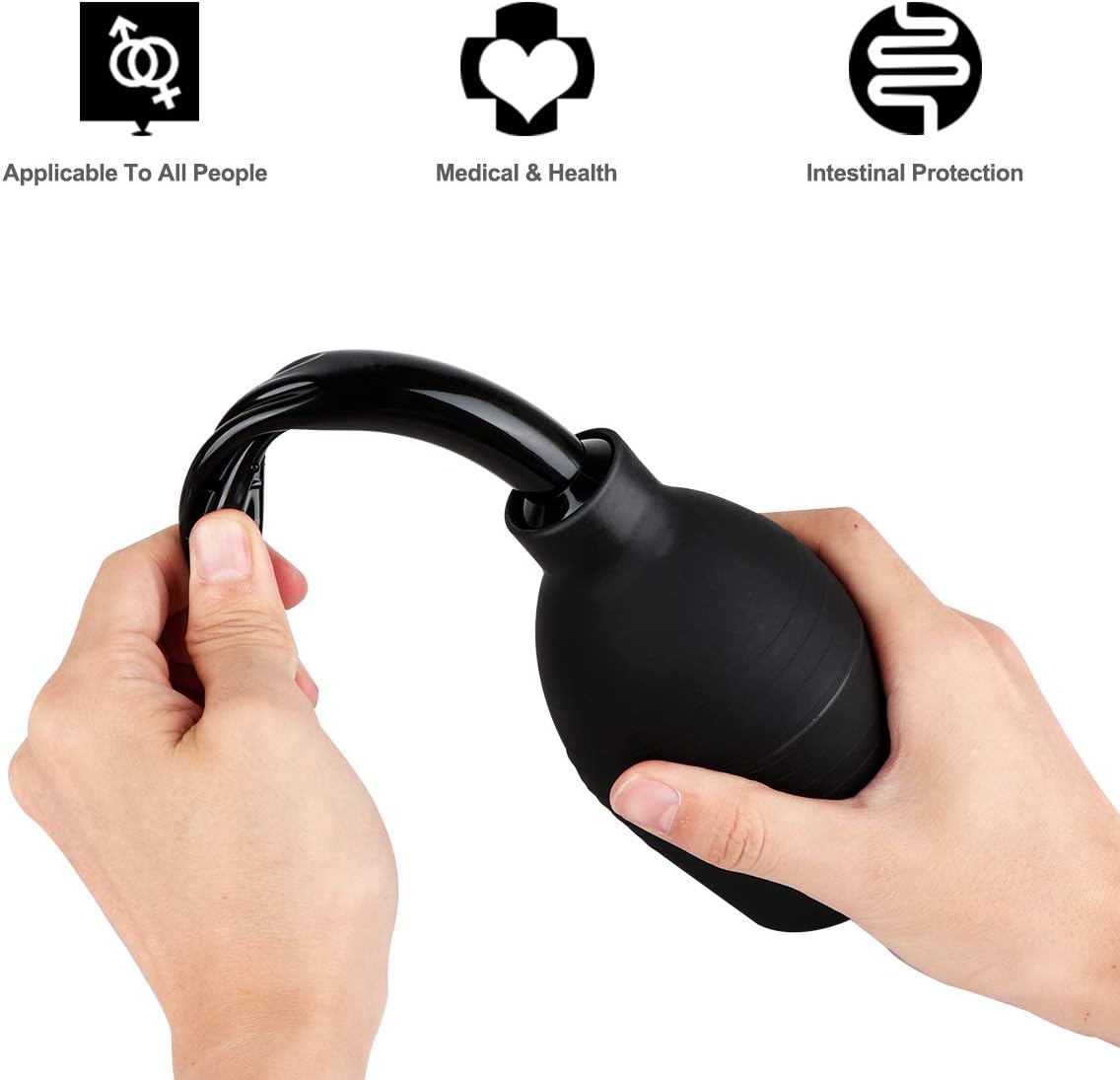 Enema Bulb Kit with Lube – Anal Douche for Men & Women, 10 oz Reusable, Soft Comfort Nozzle (Black)