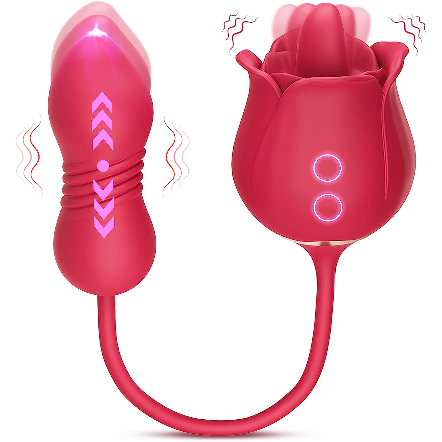 Rose Sex Toy Dildo Vibrator - 3in1 Rose Sex Stimulator for Women with 9  Tongue Licking & Thrusting Dildo G Spot Vibrators, Adult Sex Toys Games  Clitoral Nipple Licker for Woman Man