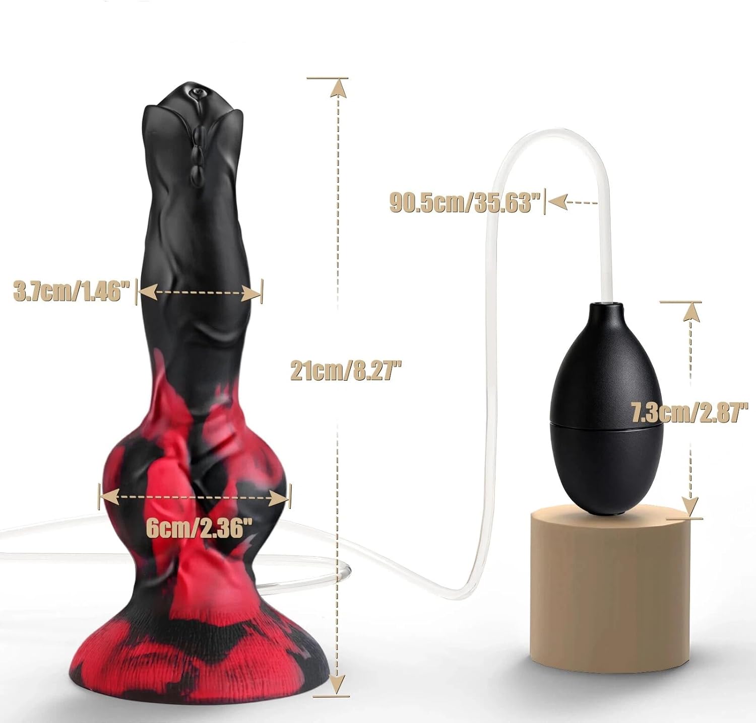 Knotted silicone squirting dildo