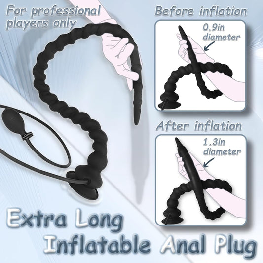 Extra long inflatable silicone butt plug