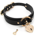 Cargar la imagen en la vista de la galería, O-Ring Heart-Lock Choker – Handmade Faux Leather Collar Necklace Black/Gold
