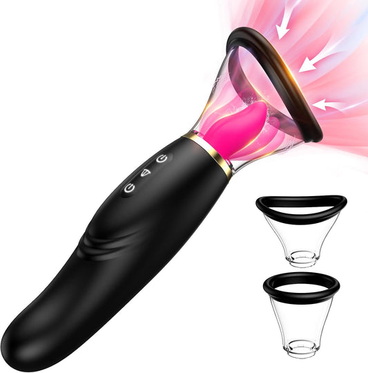Tongue licking and sucking vibrator