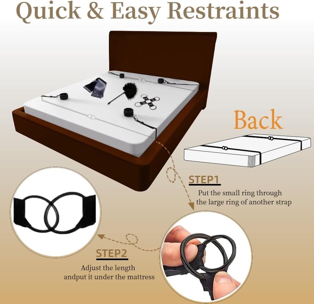 BDSM Bed Bondage Kit – SM Restraints with Handcuffs for Couples