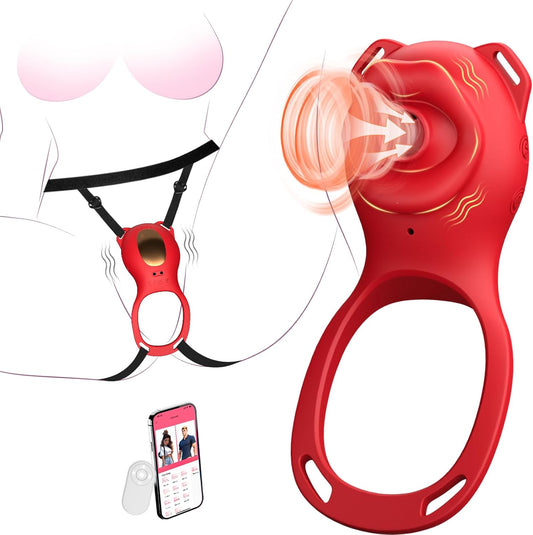 Wearable couples sucking vibrator with cock ring