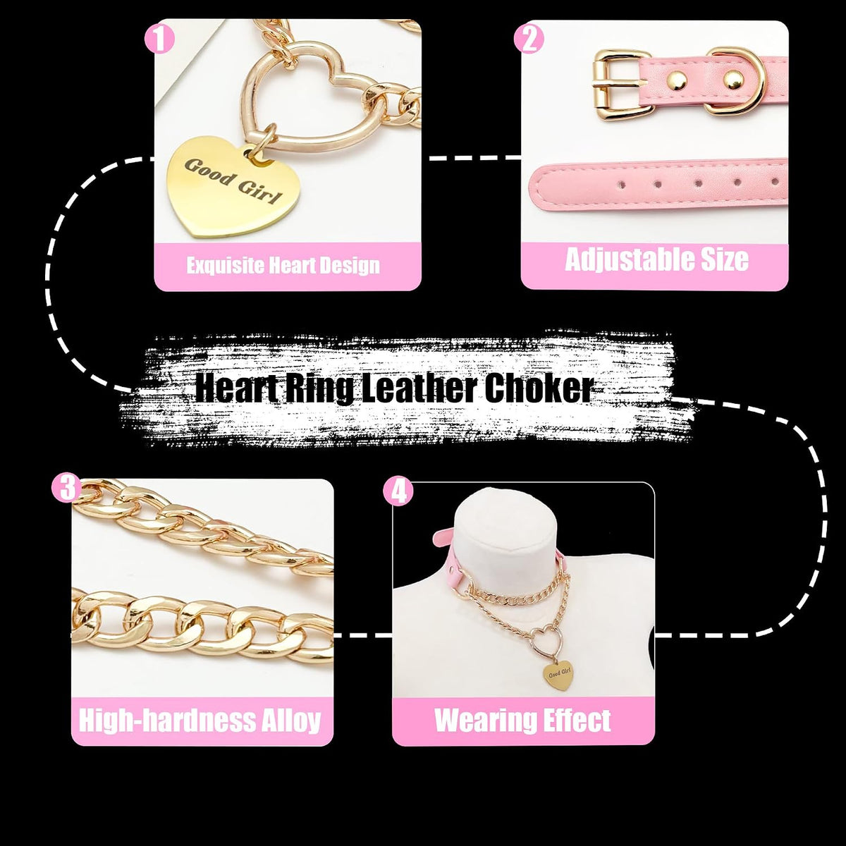 Punk gothic leather choker