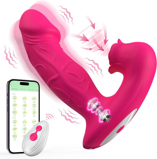 Wearable rose vibrator with G-spot dildo